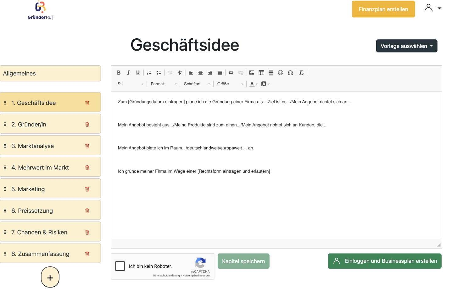 Jetzt Businessplan schreiben