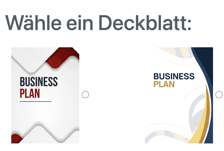 Deckblatt wählen