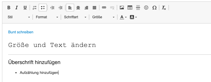 Editor zur Formattierung