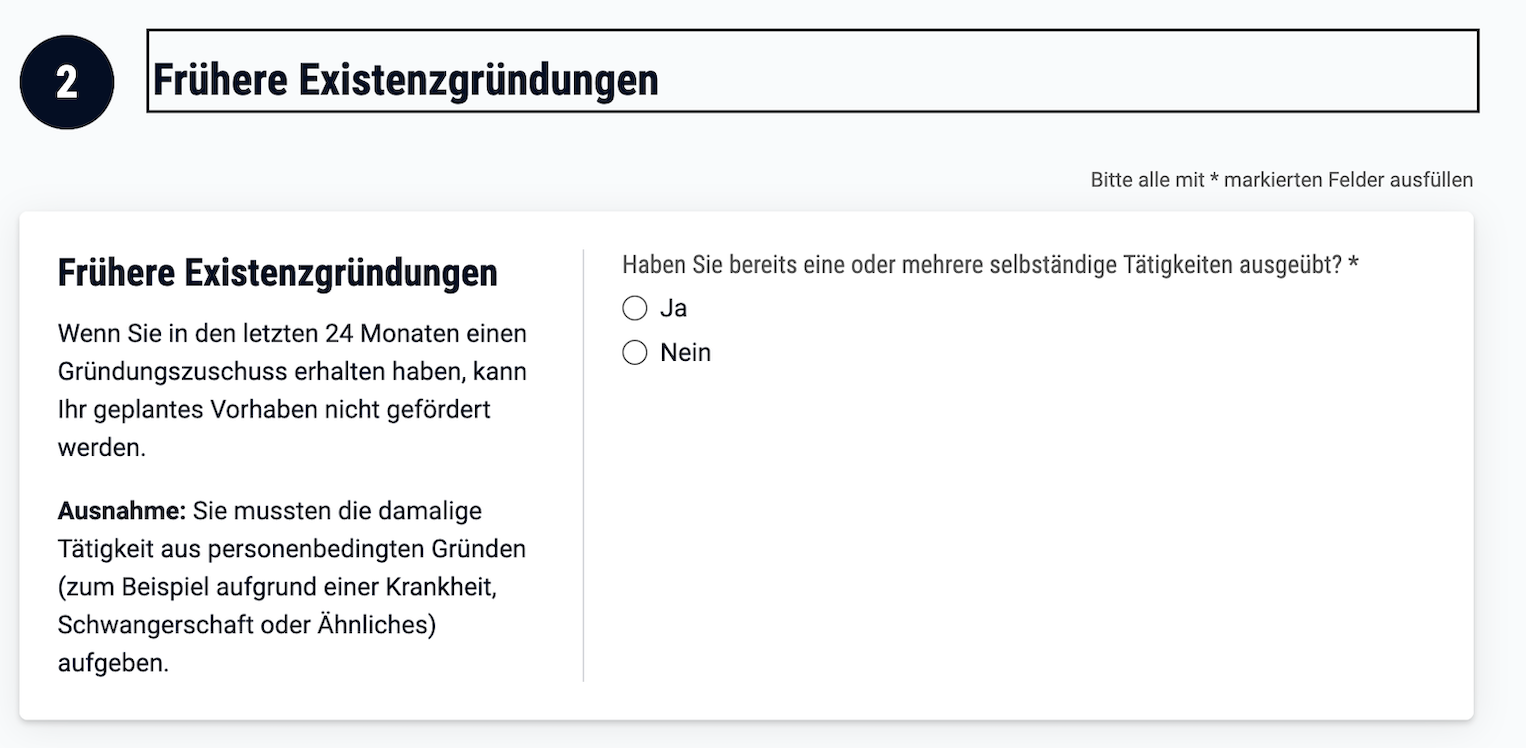 Teil 2 Antrag auf Gründungszuschuss